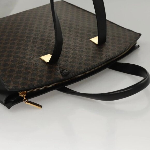 CELINE Macadam Canvas Hand Bag PVC Leather Brown Gold Auth - Picture 8 of 15